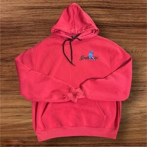 Pink Hoodie with Blue Logo